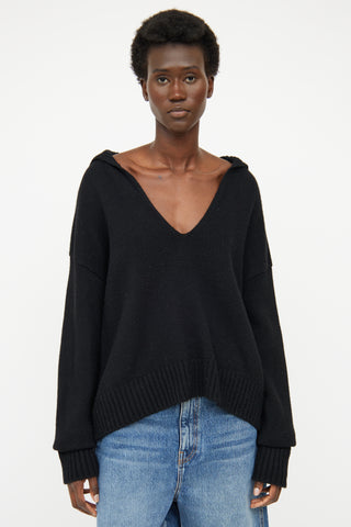 Jil Sander Black V Neck Cashmere Sweater