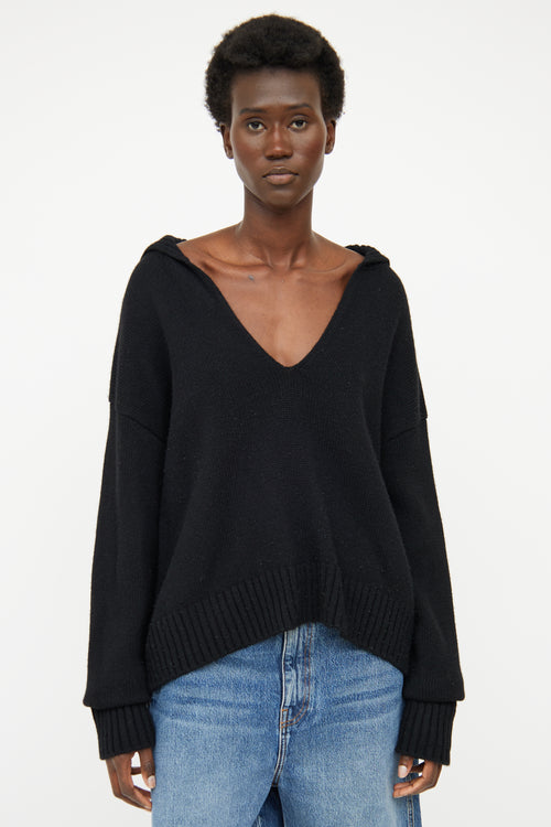 Jil Sander Black V Neck Cashmere Sweater