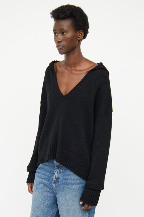 Jil Sander Black V Neck Cashmere Sweater