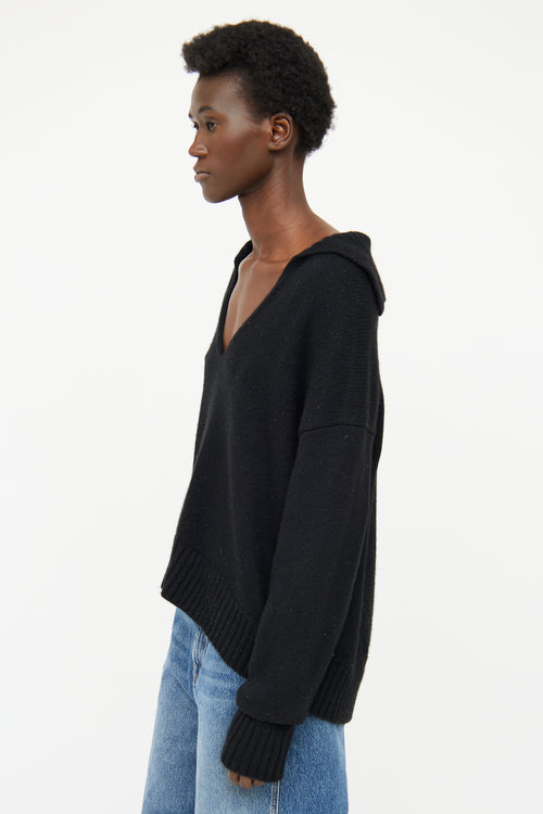 Jil Sander Black V Neck Cashmere Sweater