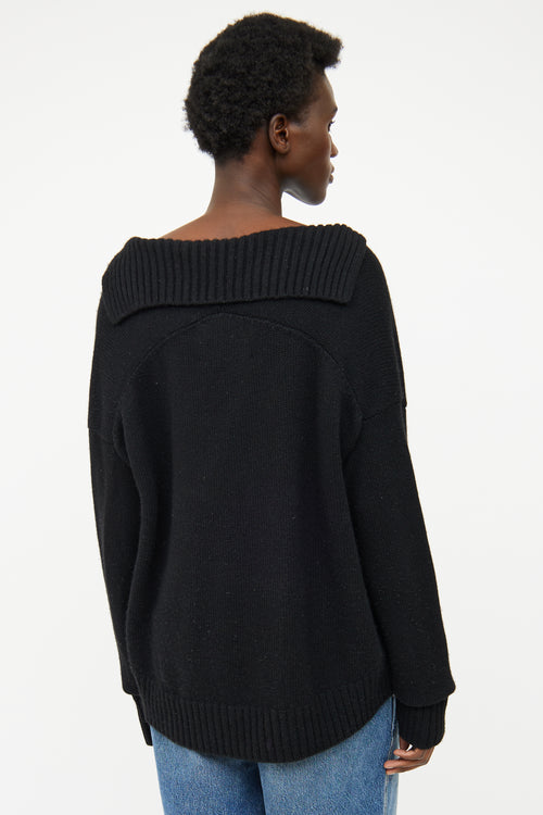 Jil Sander Black V Neck Cashmere Sweater