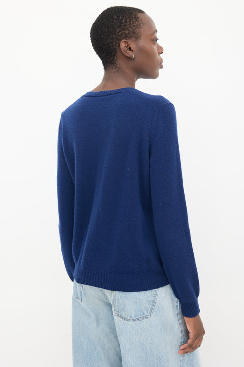 Jil Sander Blue Knit V-Neck Sweater