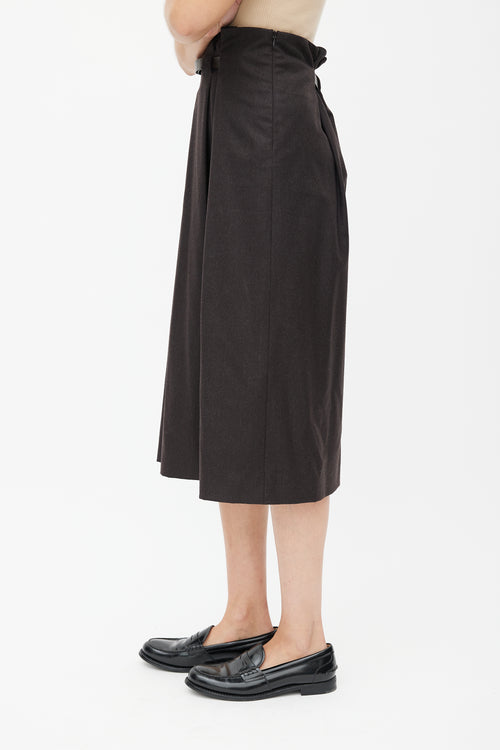 Jil Sander Brown Belted Wool Skirt