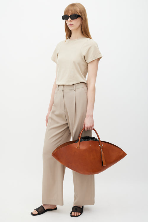 Jil Sander Brown 
Black Sombrero Tote Bag