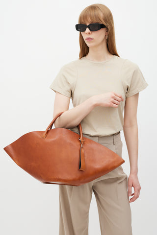 Jil Sander Brown 
Black Sombrero Tote Bag