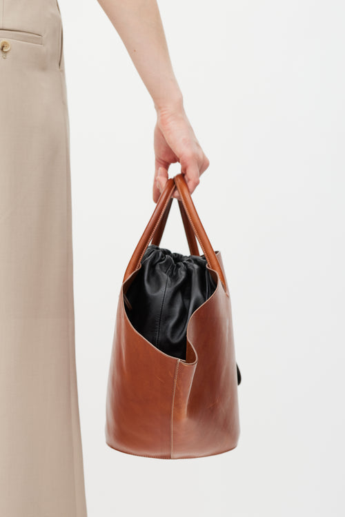 Jil Sander Brown 
Black Sombrero Tote Bag