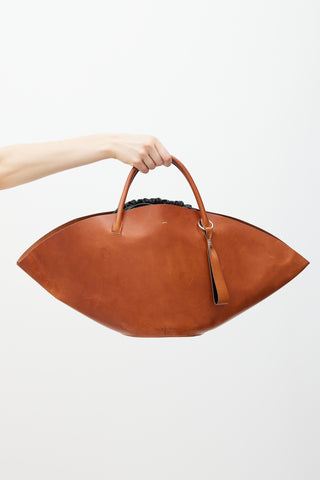 Jil Sander Brown 
Black Sombrero Tote Bag