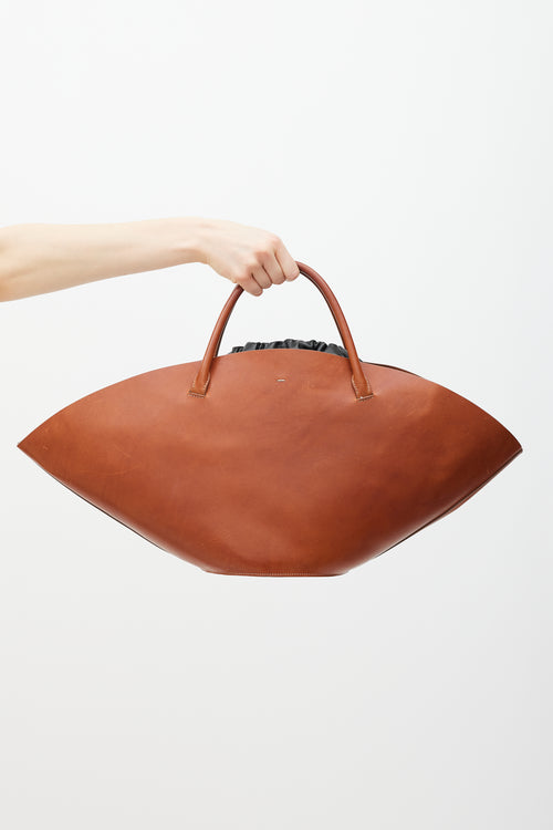 Jil Sander Brown 
Black Sombrero Tote Bag