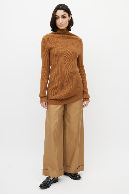 Jil Sander Brown Cashmere Turtleneck Sweater