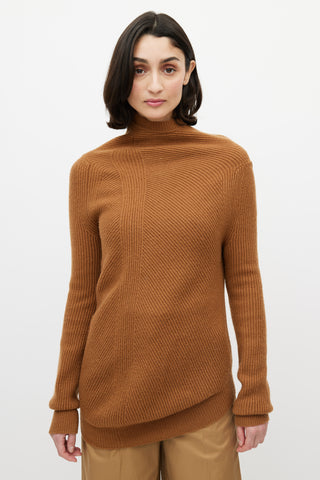 Jil Sander Brown Cashmere Turtleneck Sweater