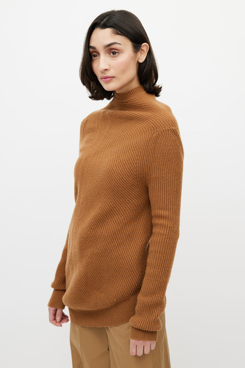 Jil Sander Brown Cashmere Turtleneck Sweater