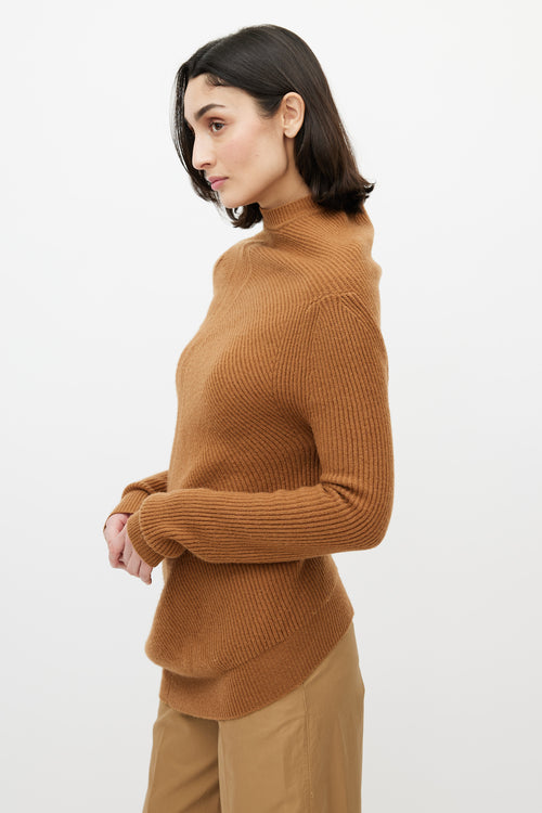 Jil Sander Brown Cashmere Turtleneck Sweater