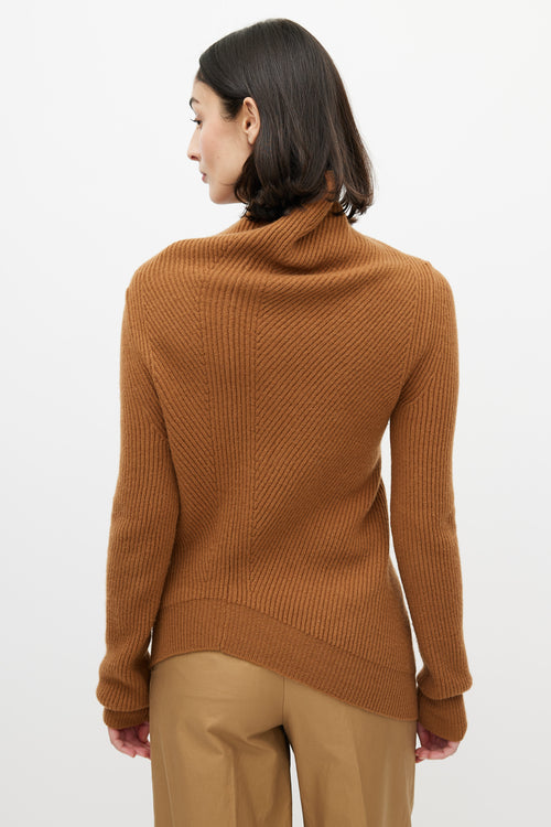 Jil Sander Brown Cashmere Turtleneck Sweater