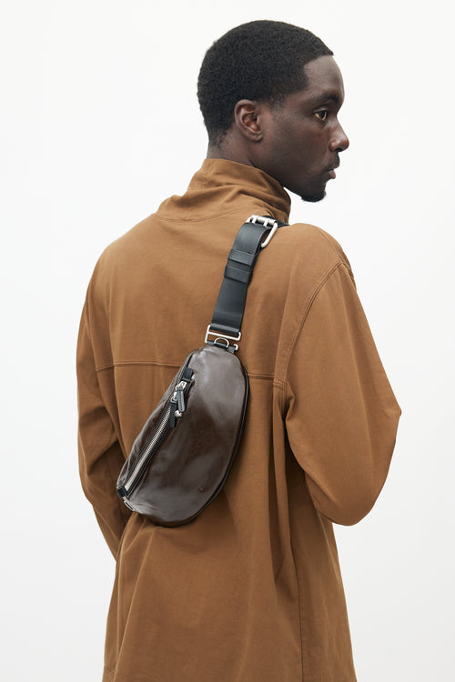 Jil Sander Brown Moon Leather Belt Bag