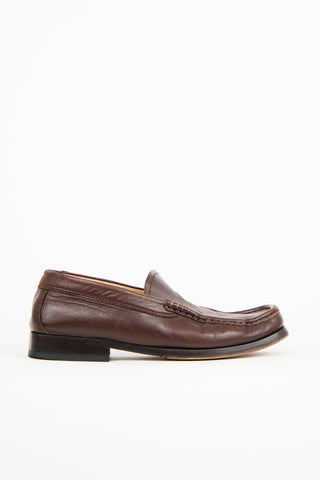 Jil Sander Brown Leather Square Toe Loafer