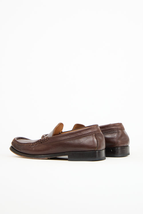 Jil Sander Brown Leather Square Toe Loafer