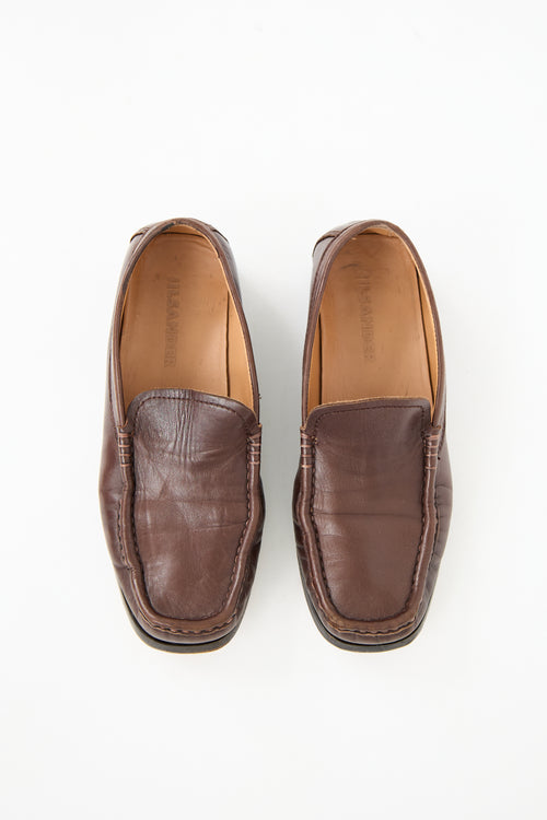 Jil Sander Brown Leather Square Toe Loafer