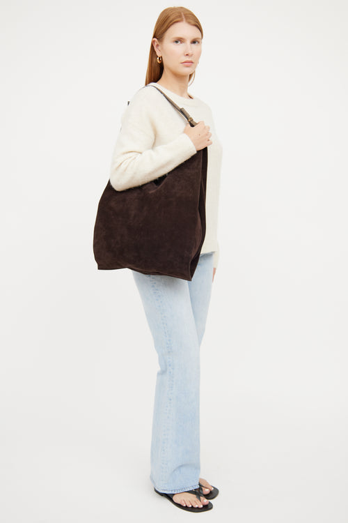 Jil Sander Brown Suede Top Handle Tote