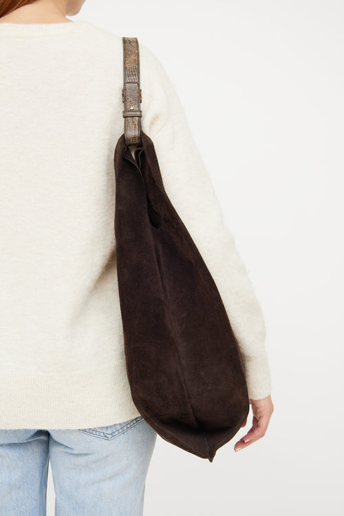 Jil Sander Brown Suede Top Handle Tote