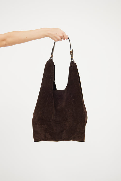 Jil Sander Brown Suede Top Handle Tote