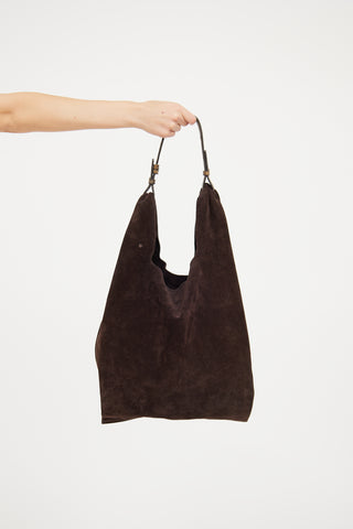 Jil Sander Brown Suede Top Handle Tote