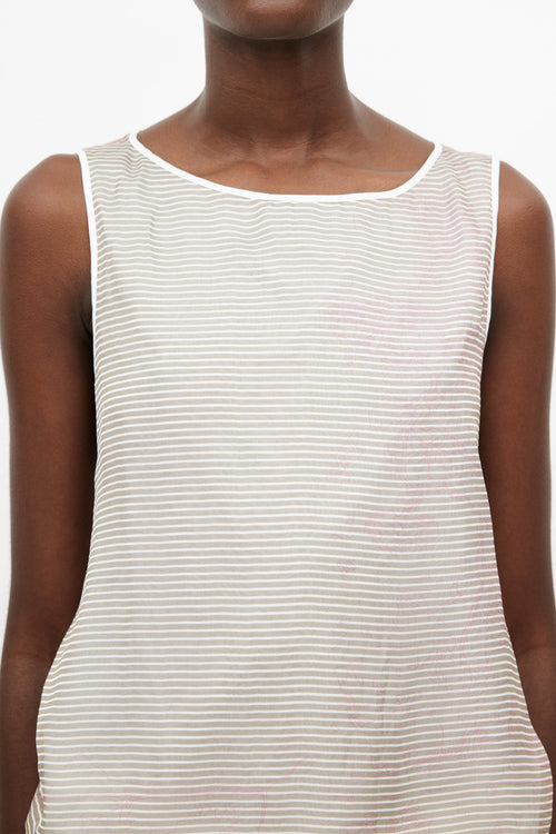 Jil Sander Brown 
White Stripes Top