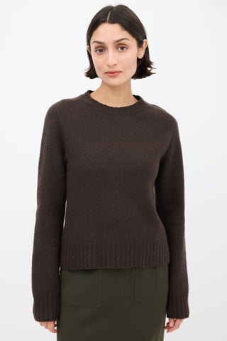 Jil Sander Brown Wool Ribbed Trim Sweater