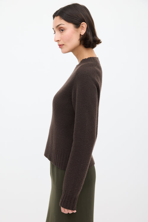 Jil Sander Brown Wool Ribbed Trim Sweater