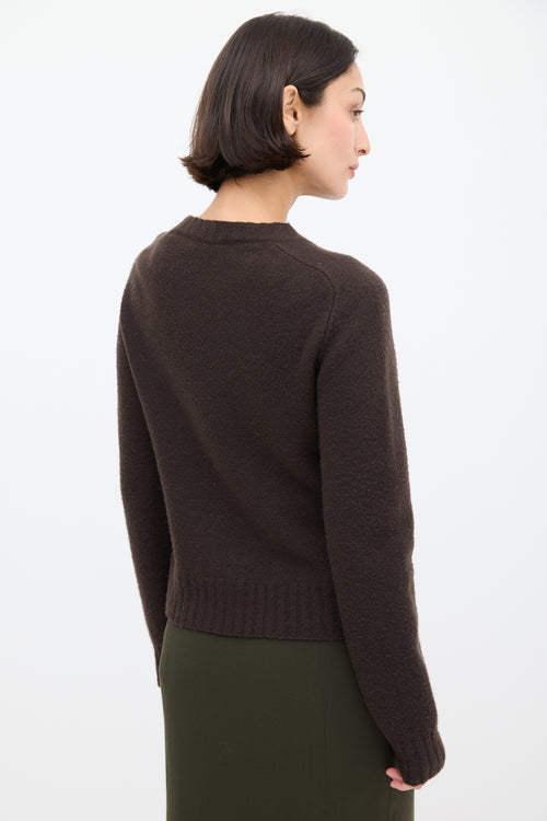 Jil Sander Brown Wool Ribbed Trim Sweater