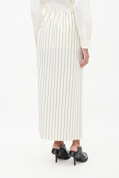 Jil Sander Cream 
Black Striped Midi Skirt