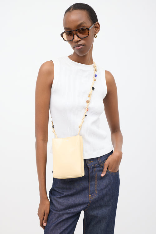 Jil Sander Cream Leather Beaded Tangle Crossbody Bag