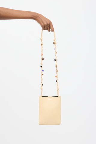 Jil Sander Cream Leather Beaded Tangle Crossbody Bag