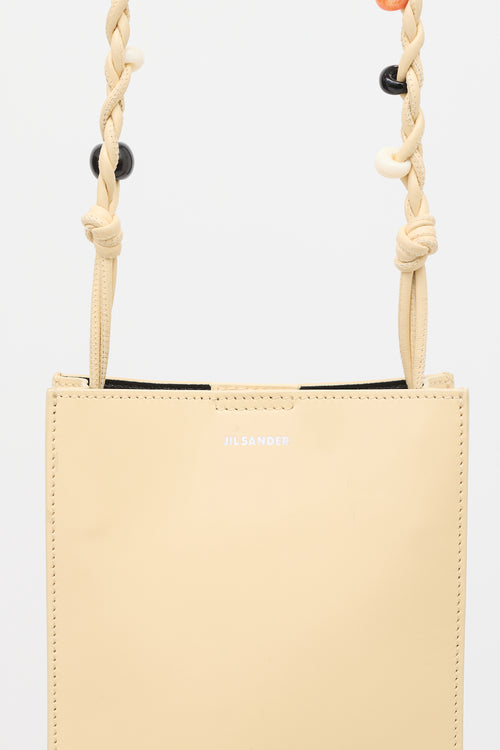 Jil Sander Cream Leather Beaded Tangle Crossbody Bag