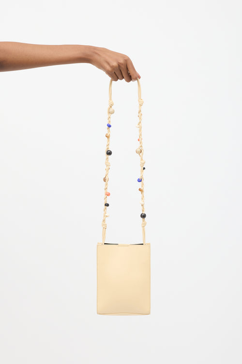 Jil Sander Cream Leather Beaded Tangle Crossbody Bag