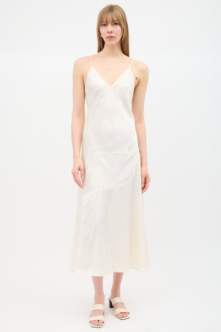 Jil Sander Cream Satin Panelled Dress