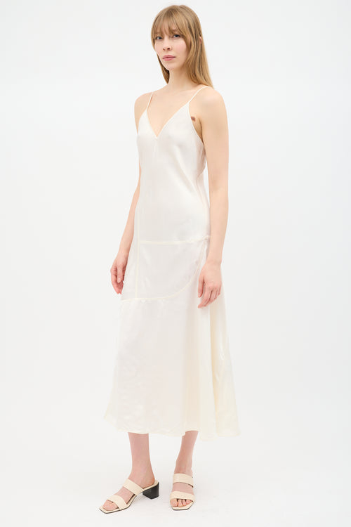 Jil Sander Cream Satin Panelled Dress