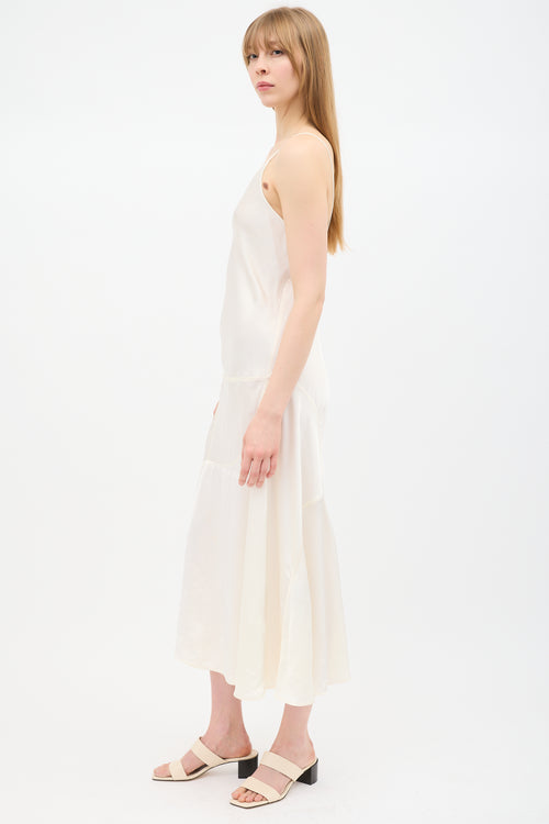 Jil Sander Cream Satin Panelled Dress