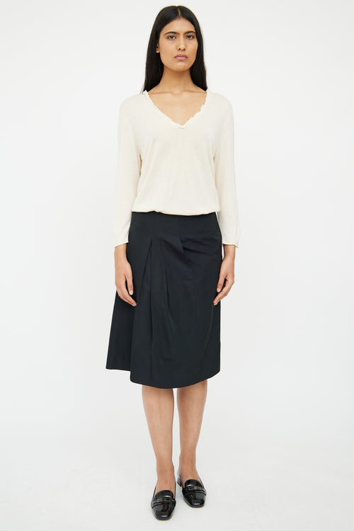 Jil Sander Cream Cashmere 
Silk Blend Top