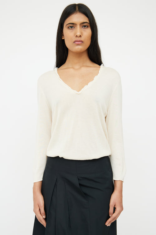 Jil Sander Cream Cashmere 
Silk Blend Top