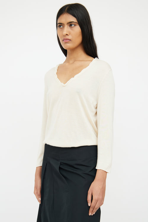 Jil Sander Cream Cashmere 
Silk Blend Top