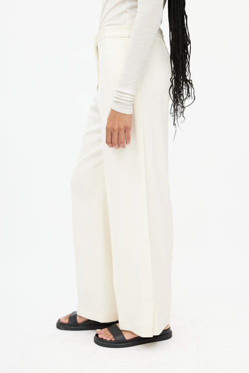 Jil Sander Cream Wide Leg Pleated Trouser