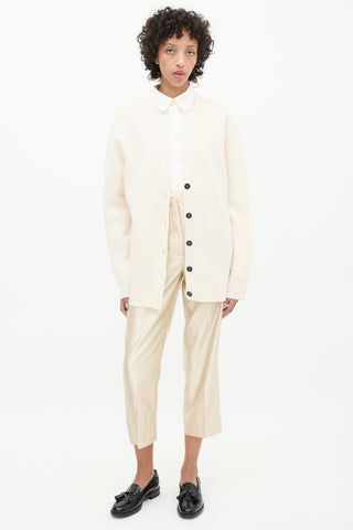 Jil Sander Cream Wool Knit  Cardigan