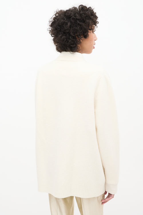 Jil Sander Cream Wool Knit  Cardigan