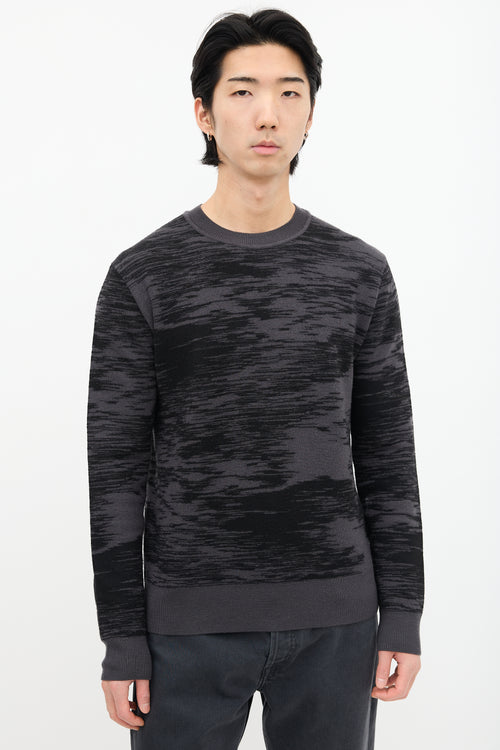 Jil Sander Dark Grey 
Black Wool Marled Sweater