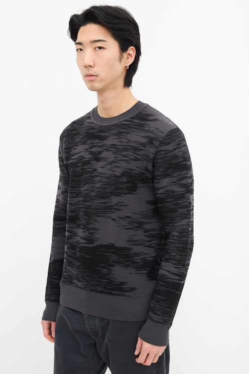 Jil Sander Dark Grey 
Black Wool Marled Sweater