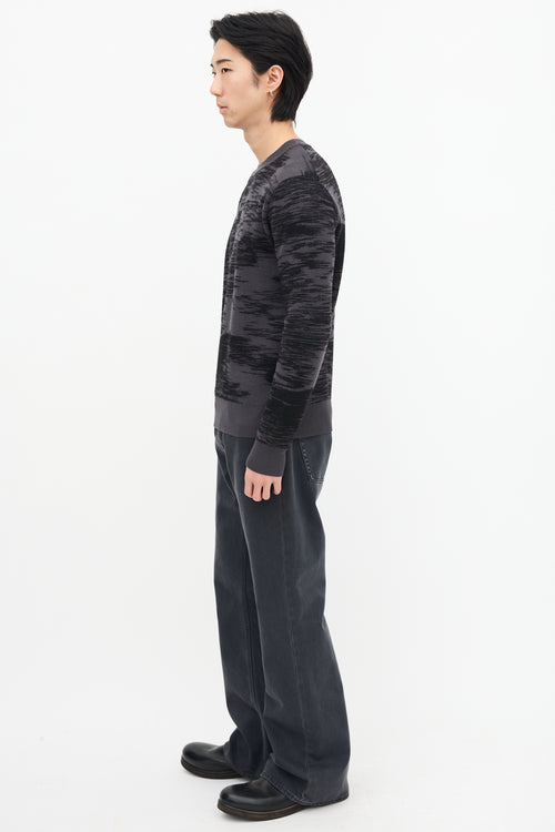 Jil Sander Dark Grey 
Black Wool Marled Sweater