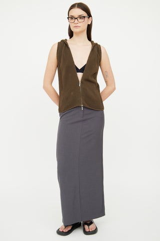 Jil Sander Green Knit Hooded Vest