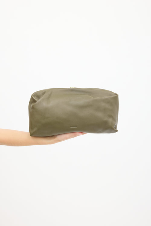 Jil Sander Green Leather Goji Soft Clutch