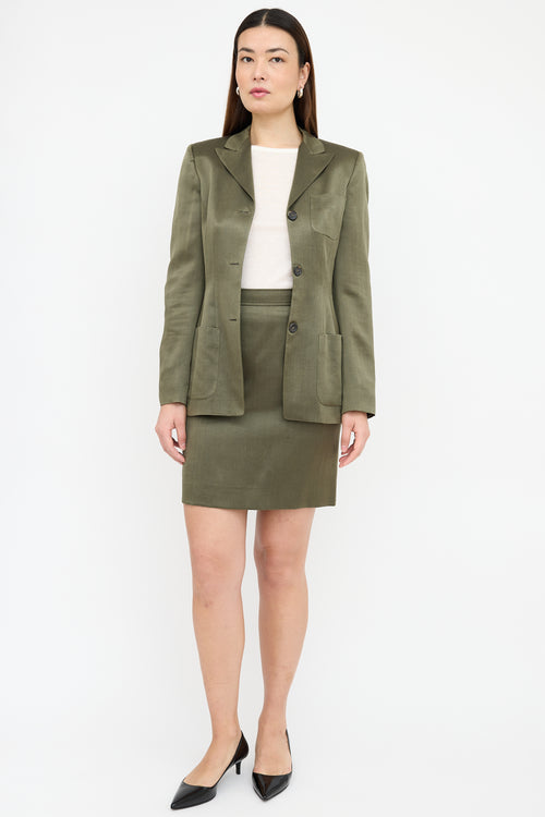 Jil Sander Wool 
Silk Three Pocket Blazer