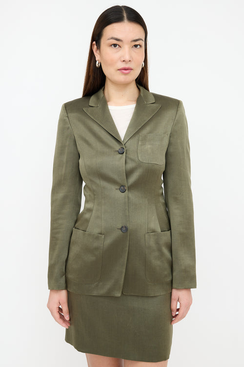 Jil Sander Wool 
Silk Three Pocket Blazer